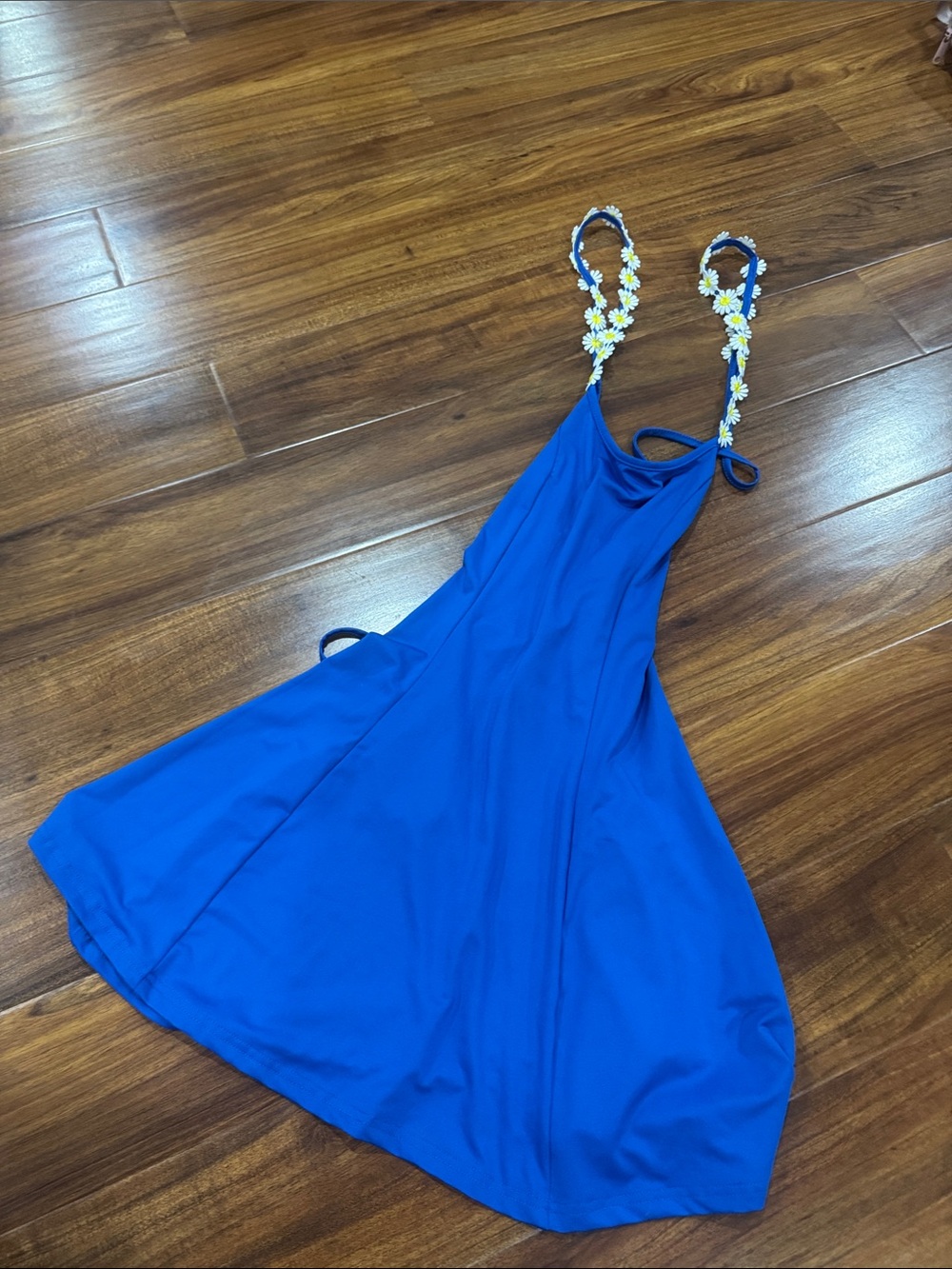 Floral-Strap Royal Blue Sundress